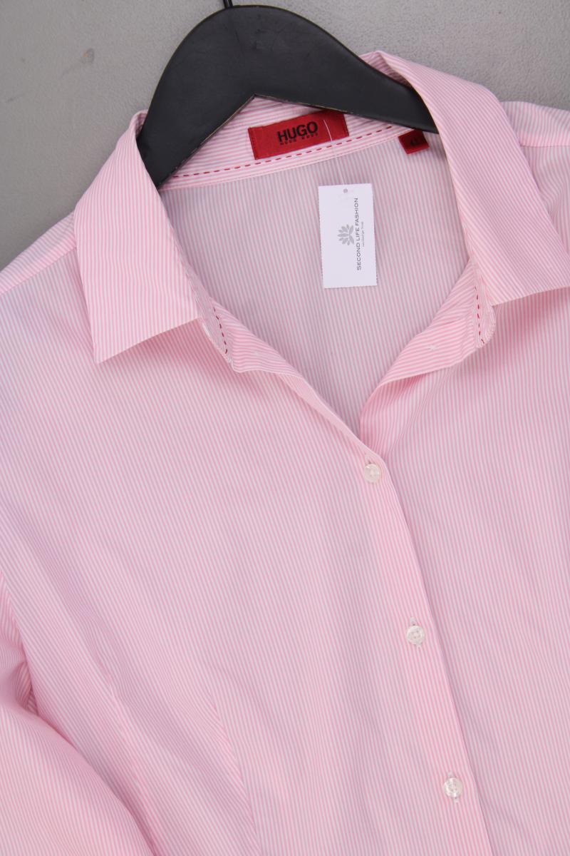 Hugo Boss Langarmbluse Gr. 42 gestreift rosa aus Baumwolle