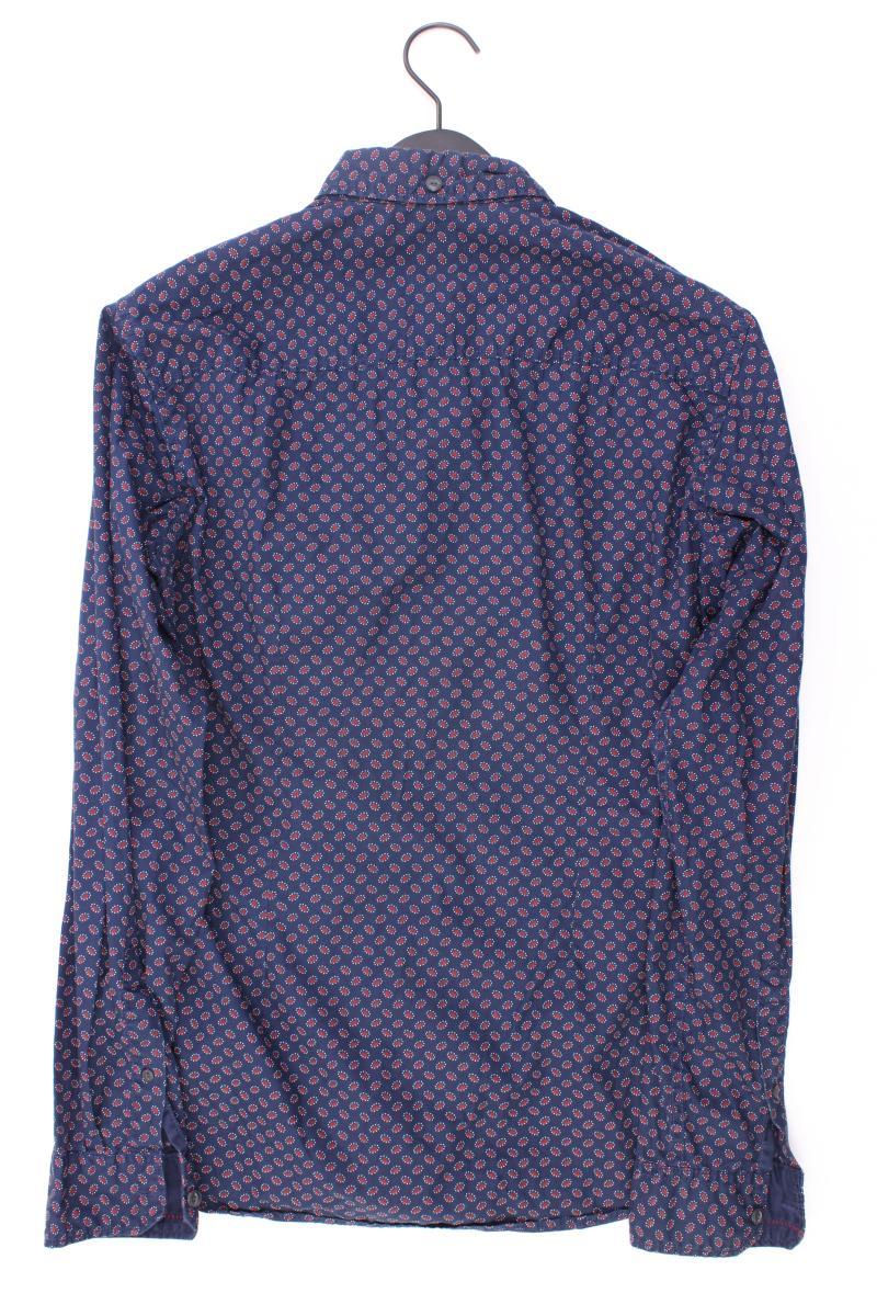 s.Oliver Langarmhemd für Herren Gr. S blau aus Baumwolle