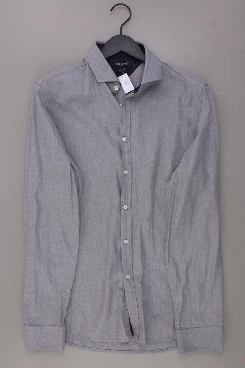 PAUL HUNTER Langarmhemd für Herren Gr. Hemdgröße 39/40 grau aus Baumwolle