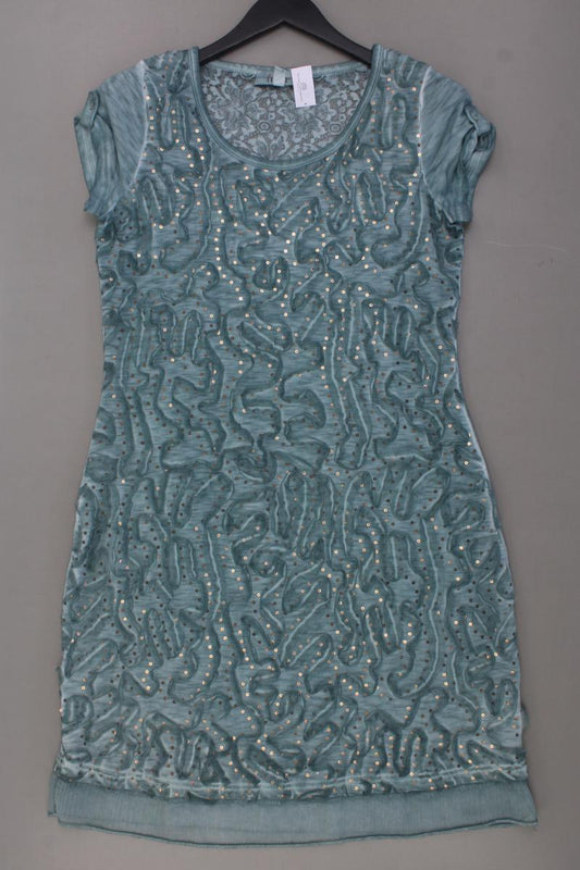 Tesini Kurzarmkleid Gr. 40 mit Pailletten türkis aus Viskose