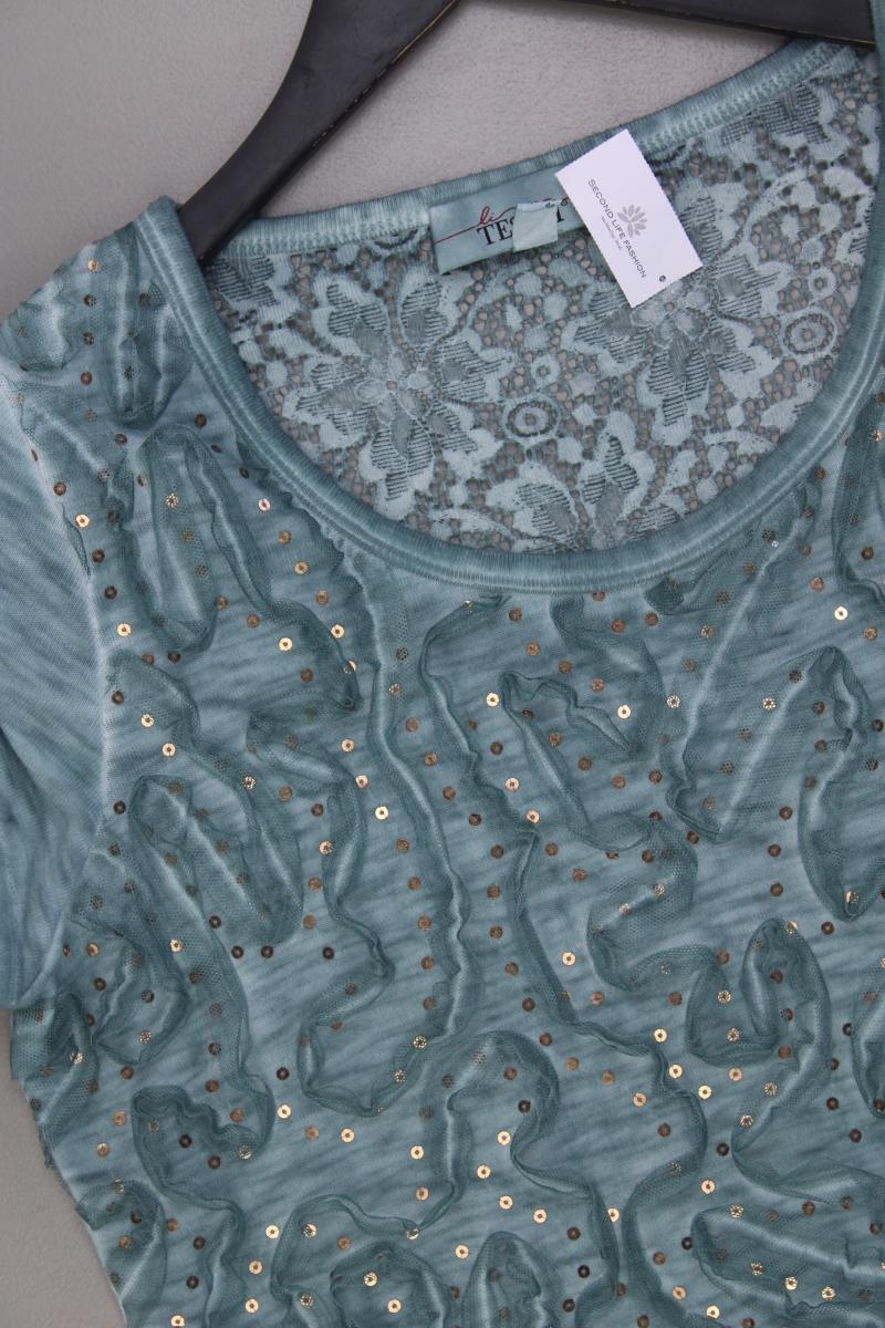 Tesini Kurzarmkleid Gr. 40 mit Pailletten türkis aus Viskose