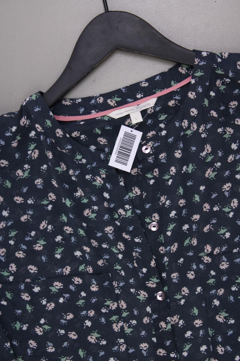 Tom Tailor (Denim) Chiffonbluse Gr. L mit Blumenmuster Langarm blau