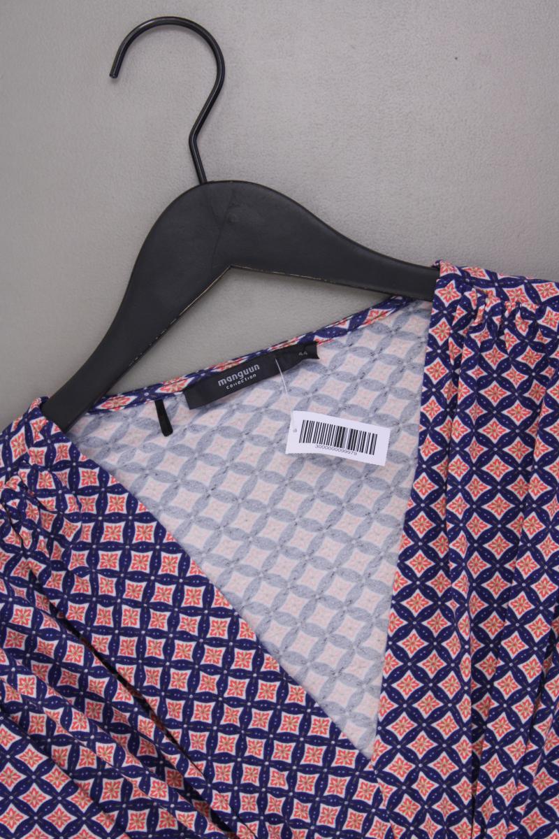 Manguun Shirt mit V-Ausschnitt Gr. 44 geometrisches Muster 3/4 Ärmel mehrfarbig