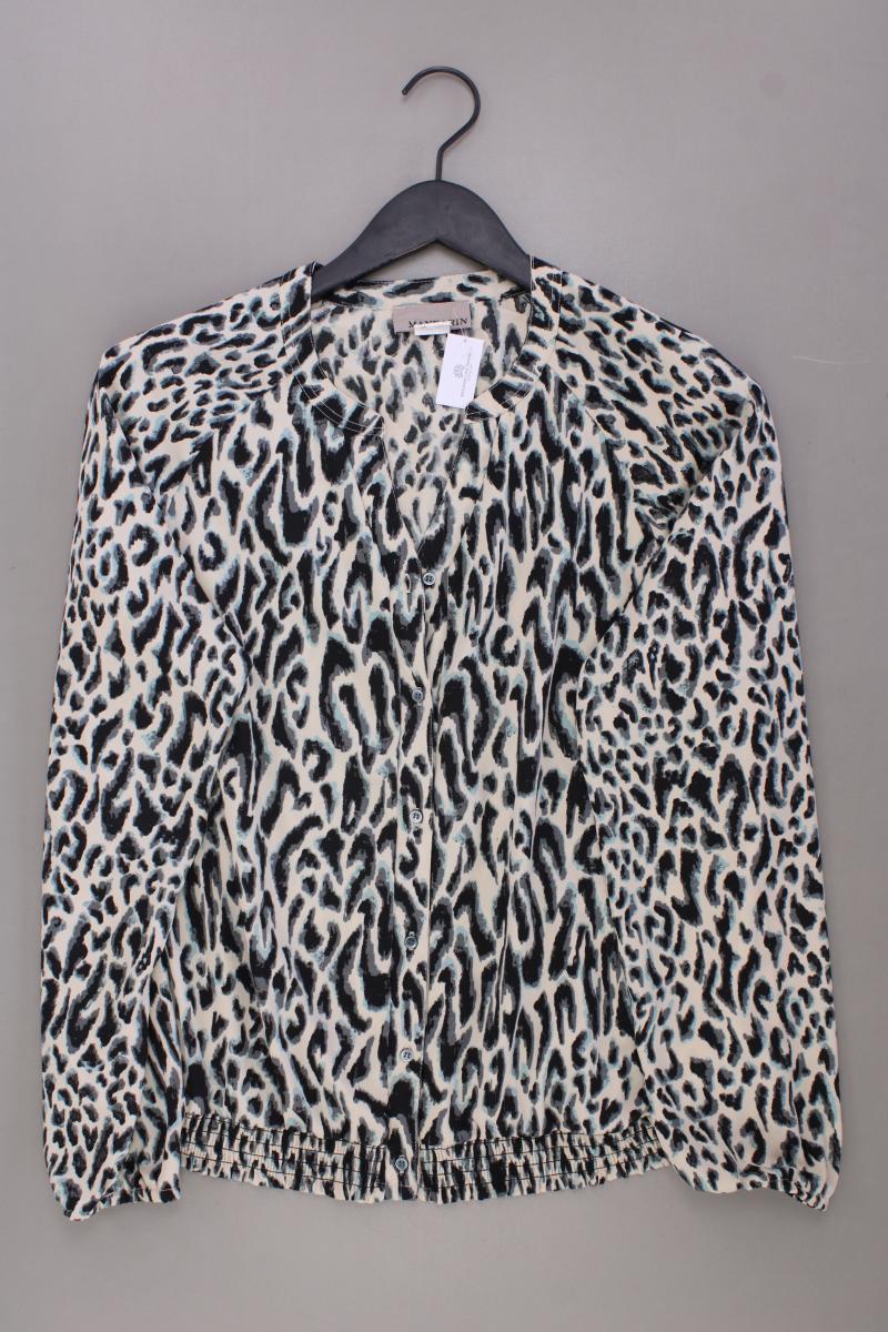 Mandarin Langarmbluse Gr. 42 mit Tierdruck creme aus Polyester