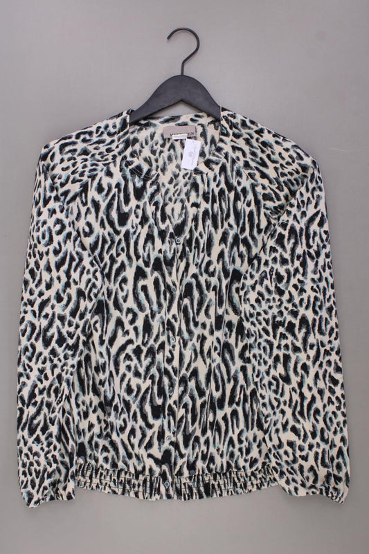 Mandarin Langarmbluse Gr. 42 mit Tierdruck creme aus Polyester