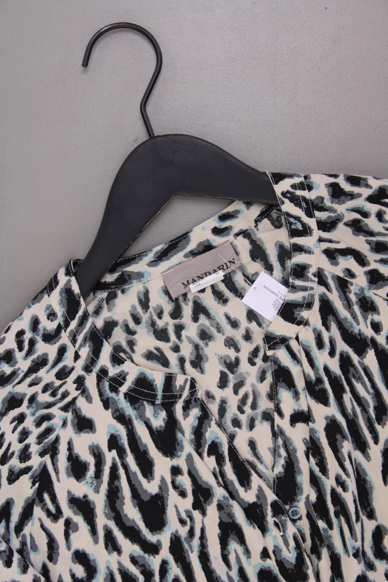 Mandarin Langarmbluse Gr. 42 mit Tierdruck creme aus Polyester