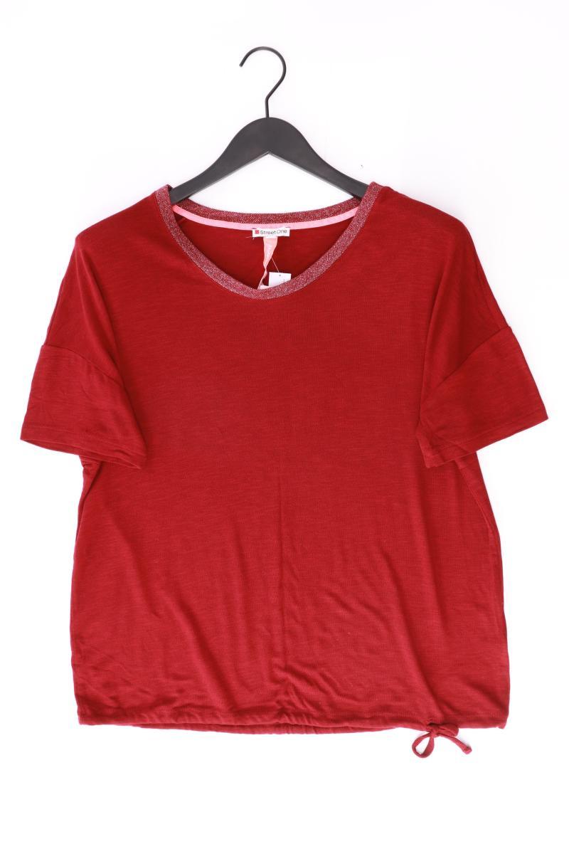 Street One T-Shirt Gr. 42 Kurzarm mit Glitzer rot aus Viskose