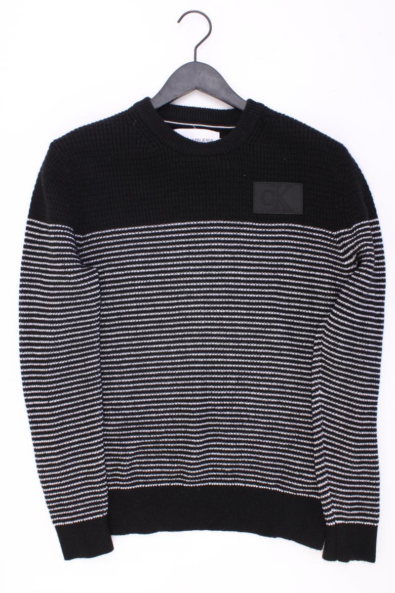 Calvin Klein Jeans Wollpullover für Herren Gr. M gestreift schwarz