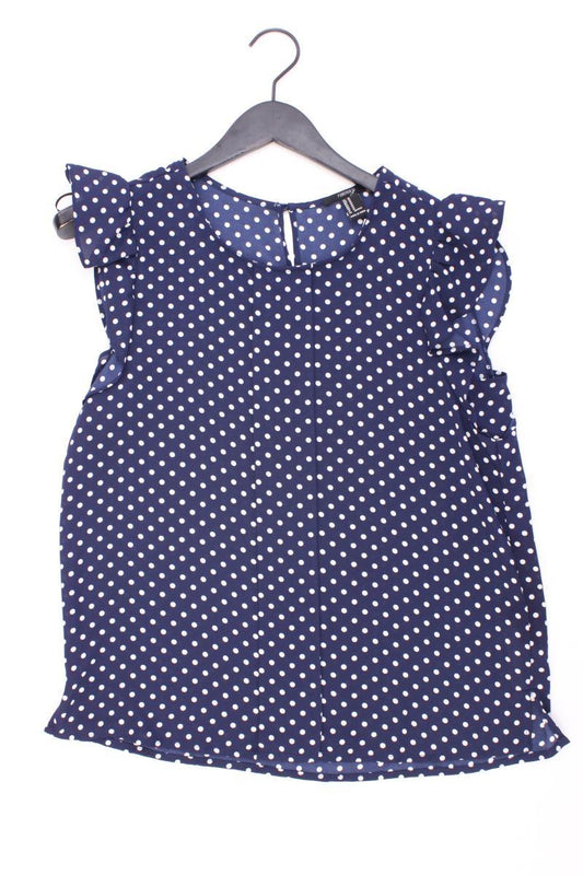 forever 21 Chiffonbluse Gr. M gepunktet Kurzarm blau aus Polyester