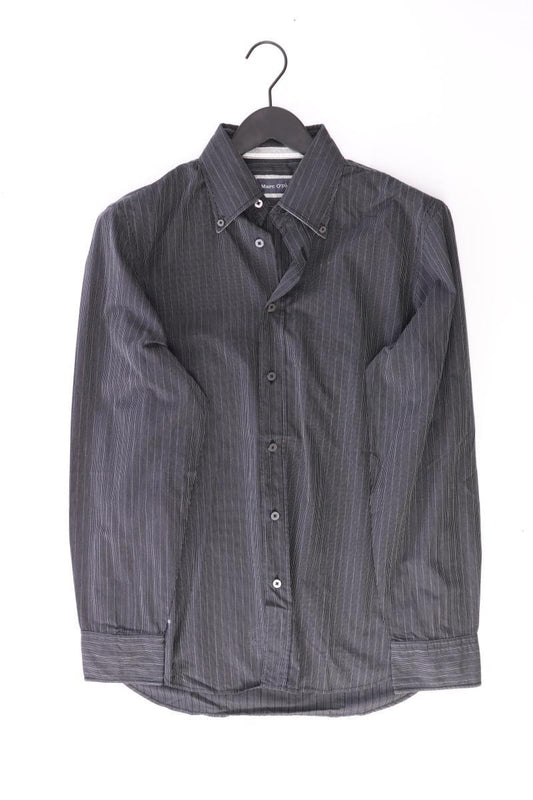Marc O'Polo Langarmhemd für Herren Gr. M gestreift schwarz aus Baumwolle