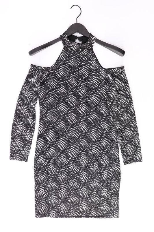 QED LONDON Abendkleid mit Glitzer und Cut Outs Gr. 42 Langarm silber aus Nylon