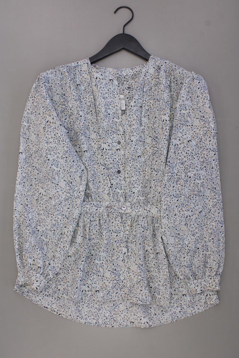 Alexon Vintage Bluse Gr. 40 mit Blumenmuster Langarm blau aus Polyester