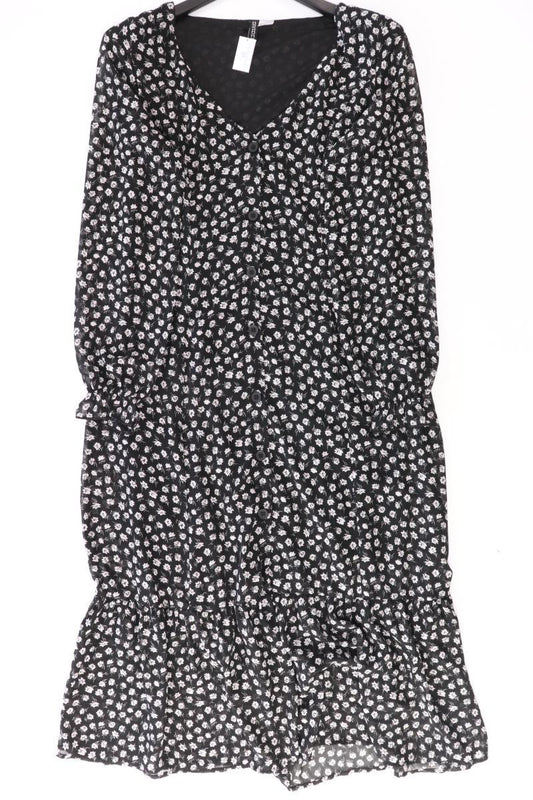H&M Maxikleid Gr. 40 mit Blumenmuster Langarm schwarz aus Polyester