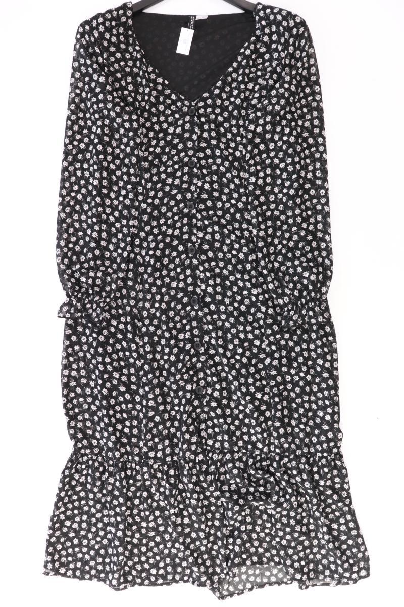 H&M Maxikleid Gr. 40 mit Blumenmuster Langarm schwarz aus Polyester