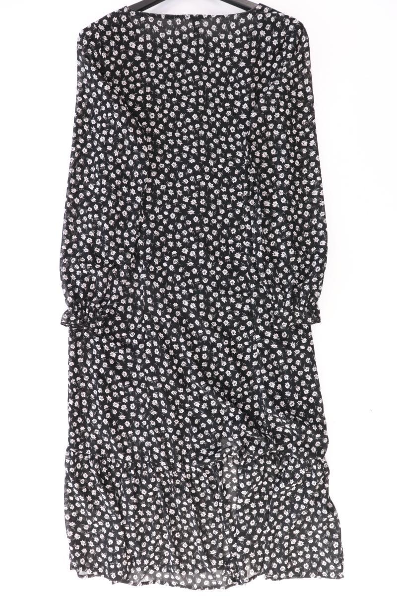 H&M Maxikleid Gr. 40 mit Blumenmuster Langarm schwarz aus Polyester