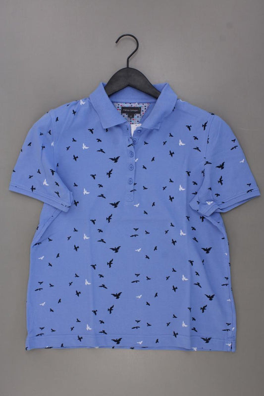 Franco Callegari Poloshirt mit Vogelmuster Gr. 40 Kurzarm blau aus Baumwolle