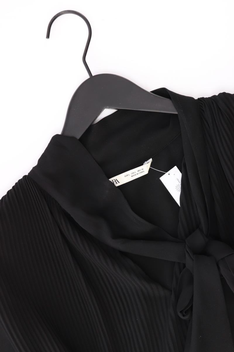 Zara Chiffonkleid Gr. L Langarm schwarz aus Polyester