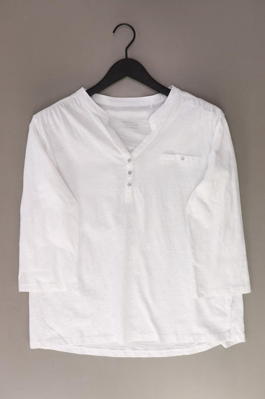 Stooker Shirt mit V-Ausschnitt Gr. 44/46 3/4 Ärmel weiß aus Baumwolle