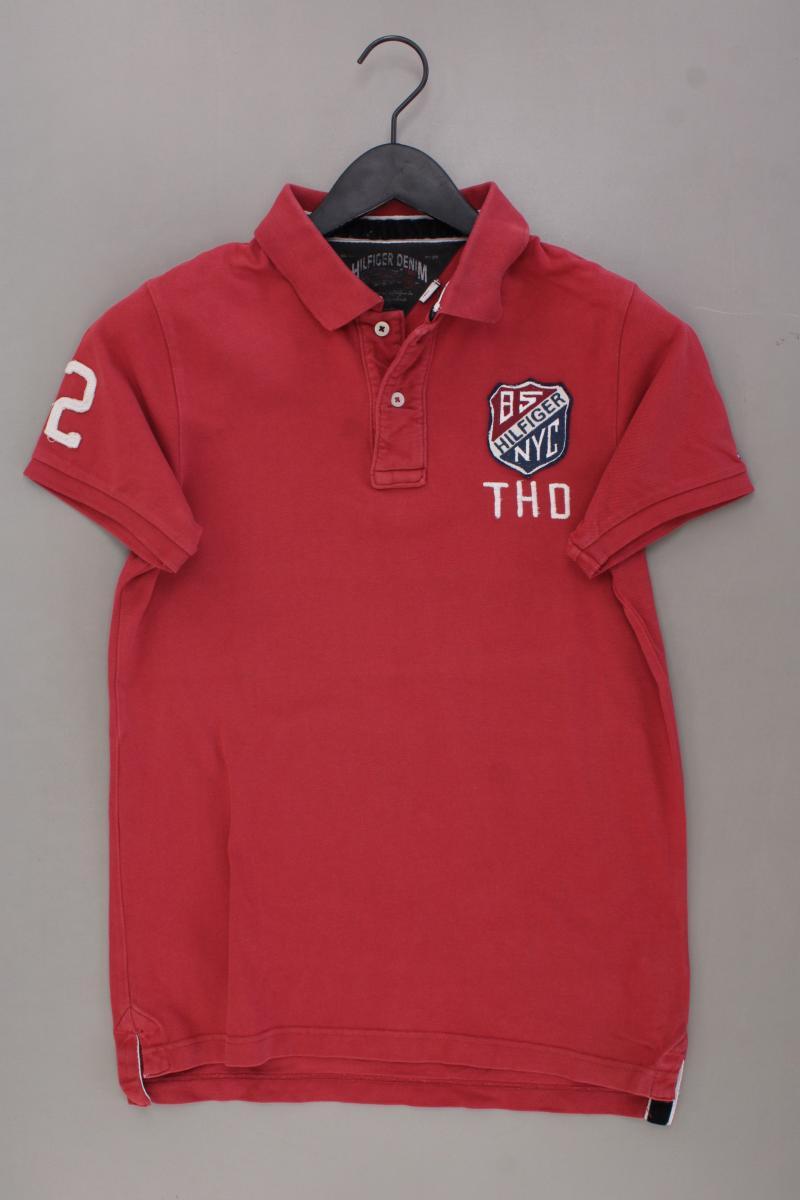 Hilfiger Denim Poloshirt für Herren Gr. S Kurzarm rot aus Baumwolle