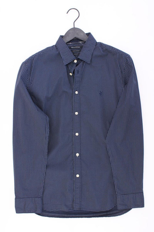 Marc O'Polo Langarmhemd für Herren Gr. M blau aus Baumwolle