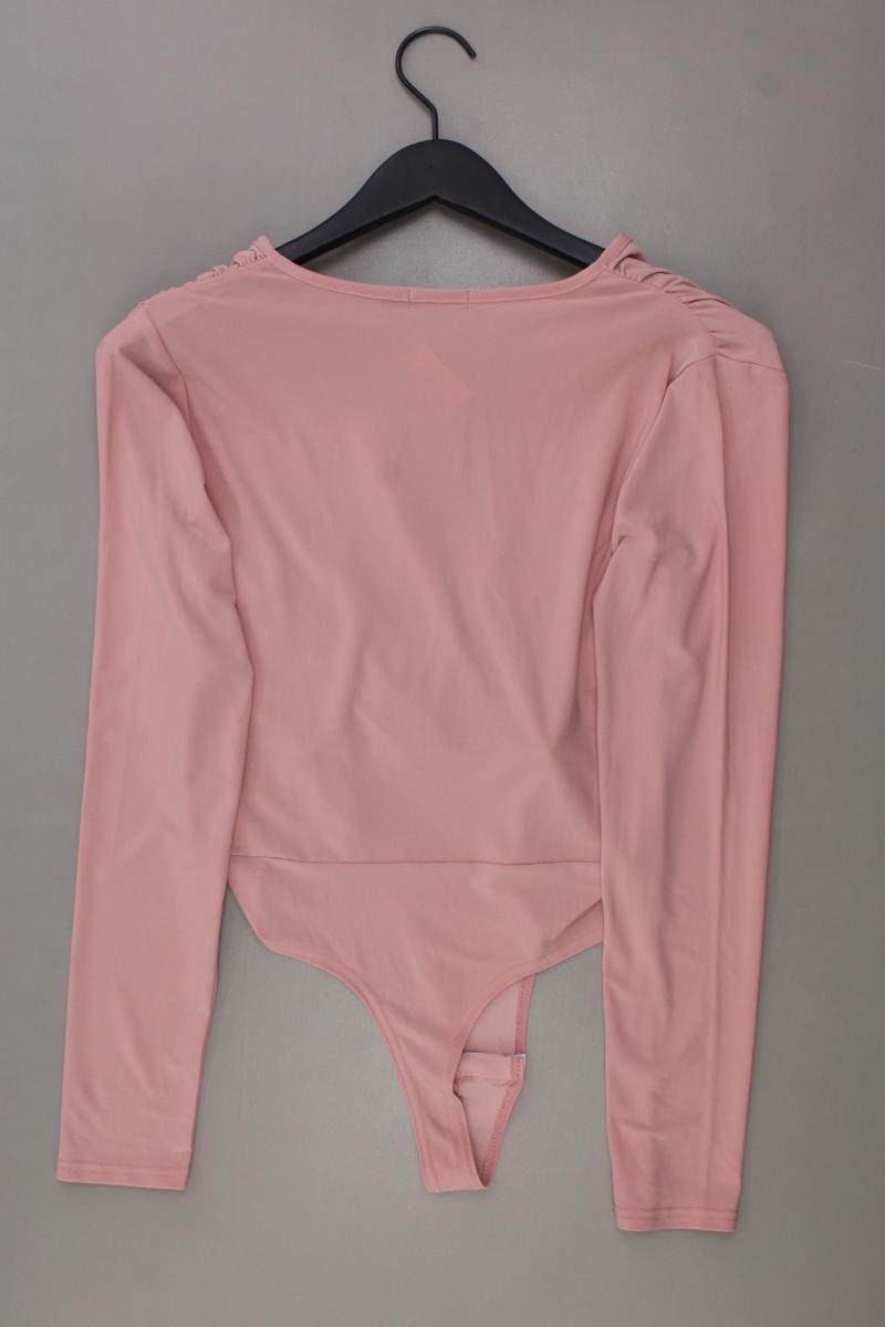 BOOHOO Shirt mit V-Ausschnitt Gr. 38 Langarm rosa aus Polyester