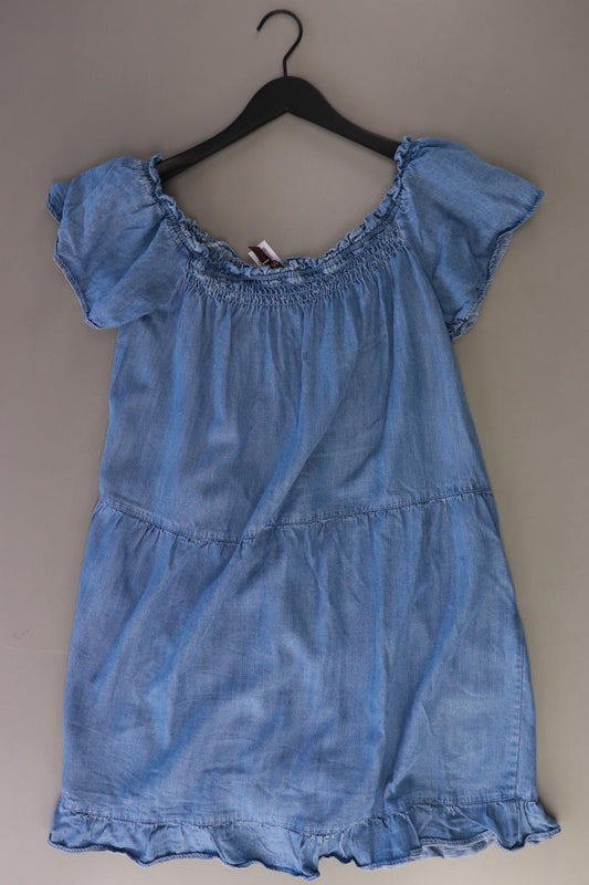 Superdry Kurzarmkleid Gr. 42 mit Carmen-Ausschnitt blau aus Lyocell