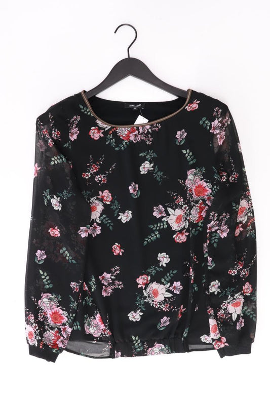 More&More Chiffonbluse Gr. 38 mit Blumenmuster Langarm schwarz aus Polyester