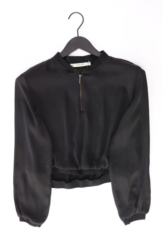 Zara Langarmbluse Gr. S mit Blumenmuster schwarz aus Polyester