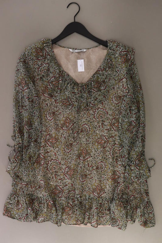 Zara Regular Tunika Gr. S mit Blumenmuster olivgrün aus Polyester