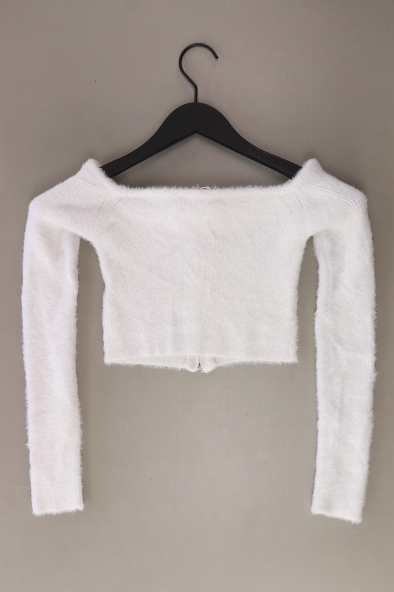 Bershka Cropped Shirt Gr. XS Langarm weiß aus Polyamid