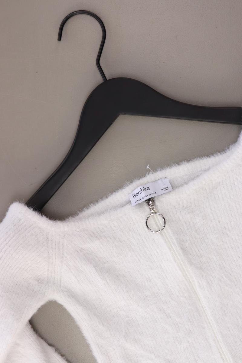 Bershka Cropped Shirt Gr. XS Langarm weiß aus Polyamid