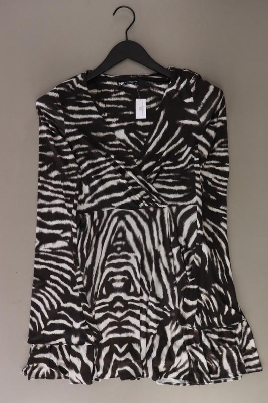 Zara Langarmkleid Gr. XS mit Tierdruck schwarz aus Polyester
