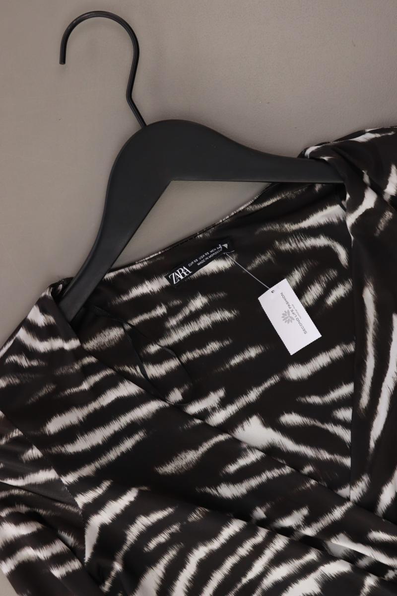 Zara Langarmkleid Gr. XS mit Tierdruck schwarz aus Polyester