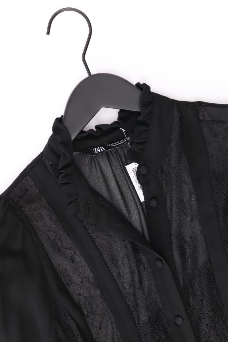Zara Chiffonbluse Gr. XS Langarm schwarz aus Polyester
