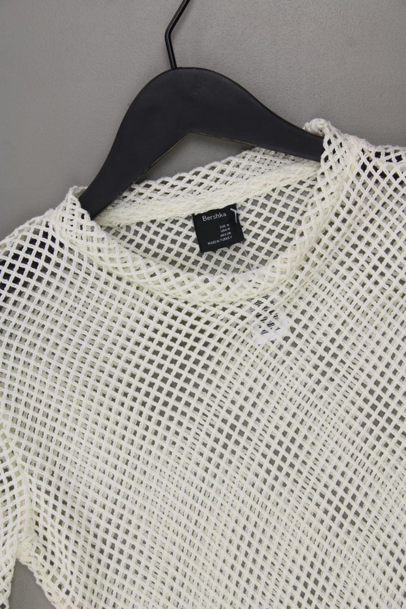 Bershka Cropped Shirt mit Lochmuster Gr. M creme aus Polyester