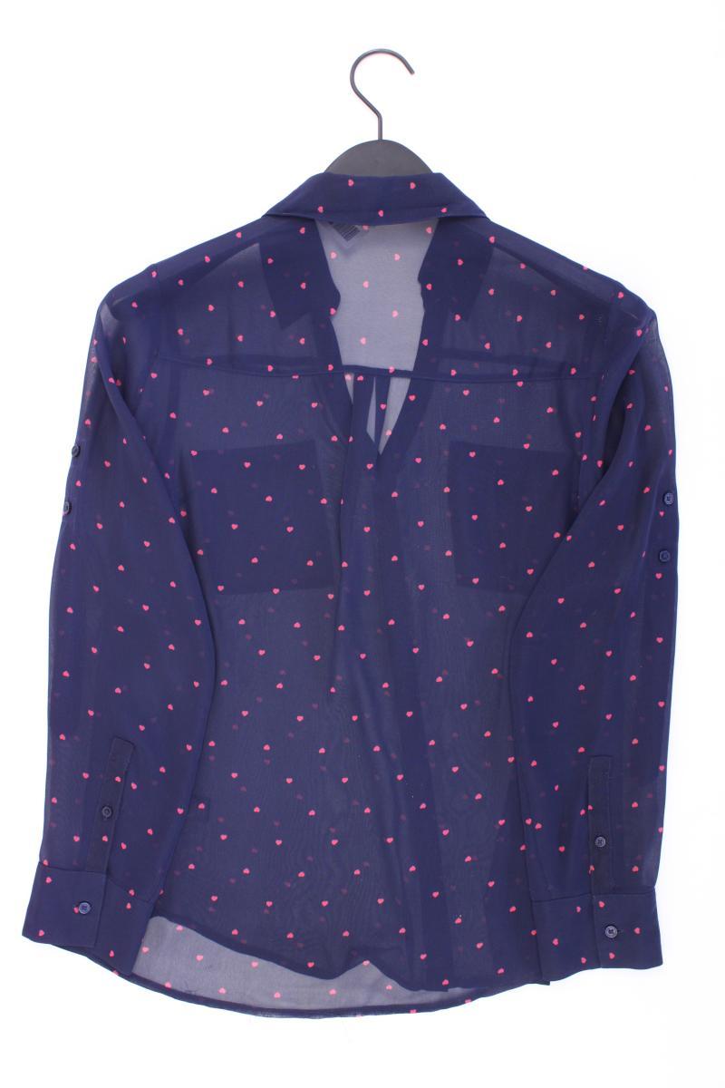 EXPRESS Bluse mit Herzmuster Gr. S Langarm blau aus Polyester