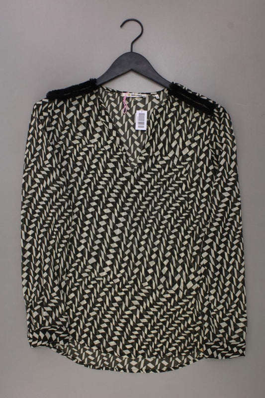 Rich&Royal Chiffonbluse Gr. 36 geometrisches Muster Langarm olivgrün