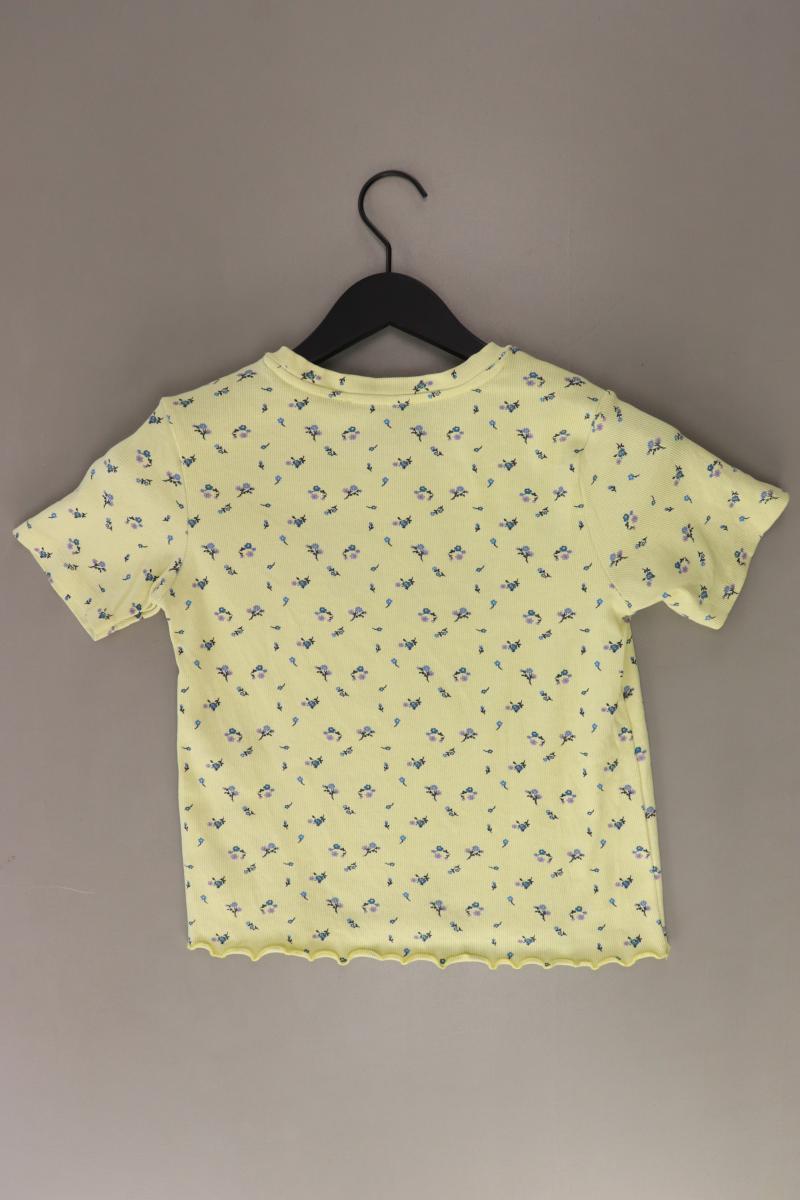 Stich & Soul Cropped Shirt Gr. 38 mit Blumenmuster Kurzarm gelb aus Baumwolle