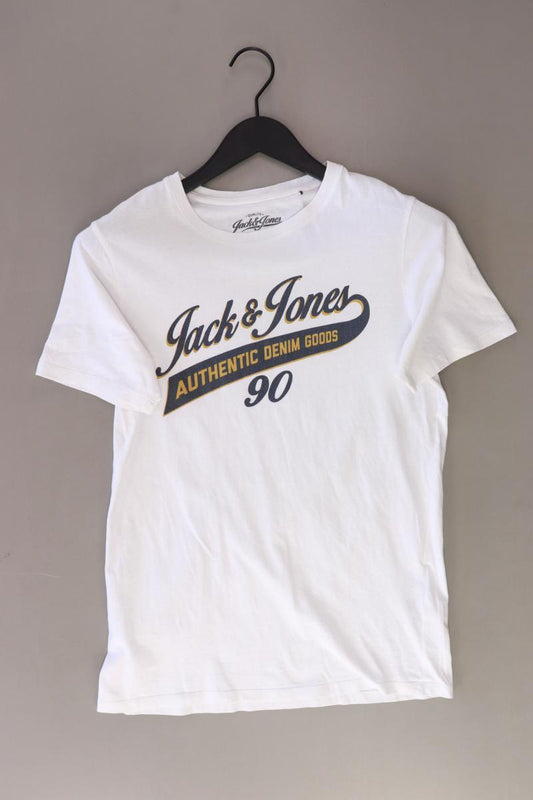 Jack & Jones Printshirt für Herren Gr. S Kurzarm weiß aus Baumwolle