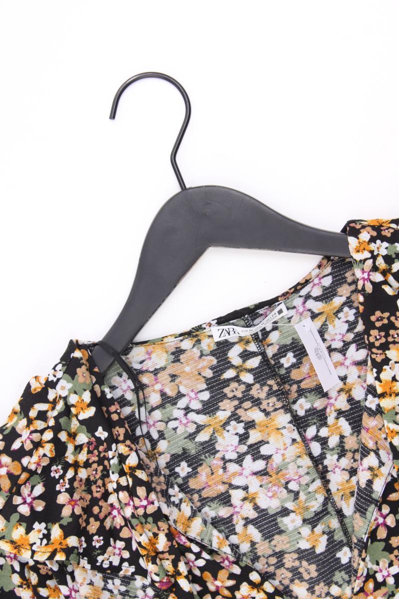 Zara Langarmkleid Gr. M mit Blumenmuster neuwertig mehrfarbig aus Polyester