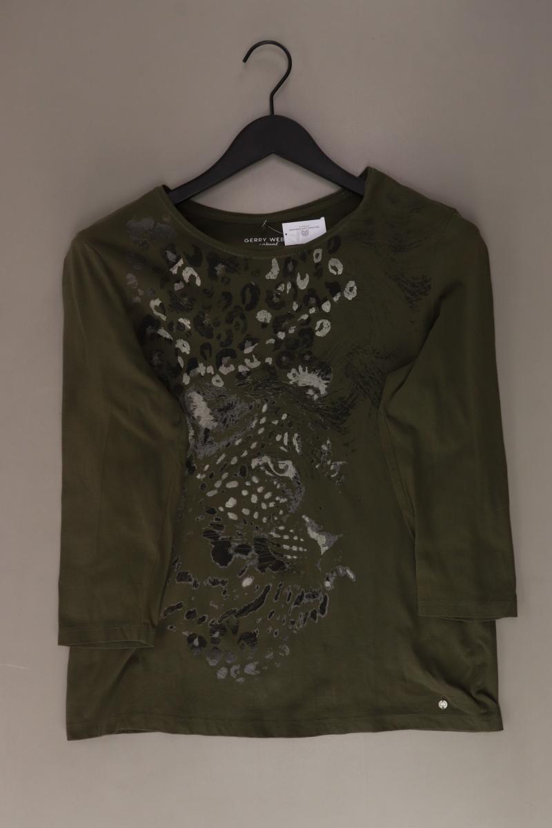 Gerry Weber Printshirt Gr. 42 mit Tierdruck 3/4 Ärmel olivgrün aus Baumwolle