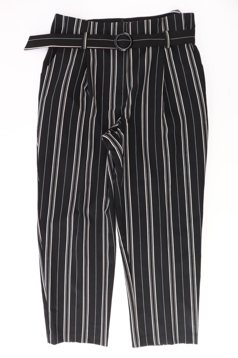 New Look Stoffhose Gr. 44 gestreift mit Gürtel schwarz aus Polyester