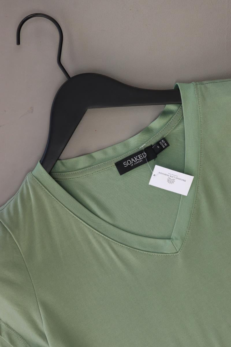 SOAKED IN LUXURY Shirt mit V-Ausschnitt Gr. S Kurzarm grün aus Viskose