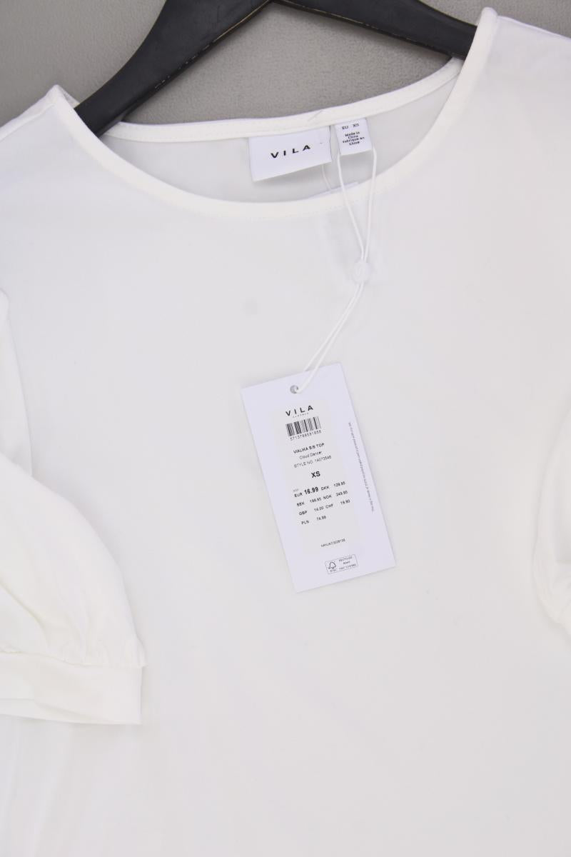 Vila T-Shirt Gr. XS neu mit Etikett Kurzarm weiß aus Polyester