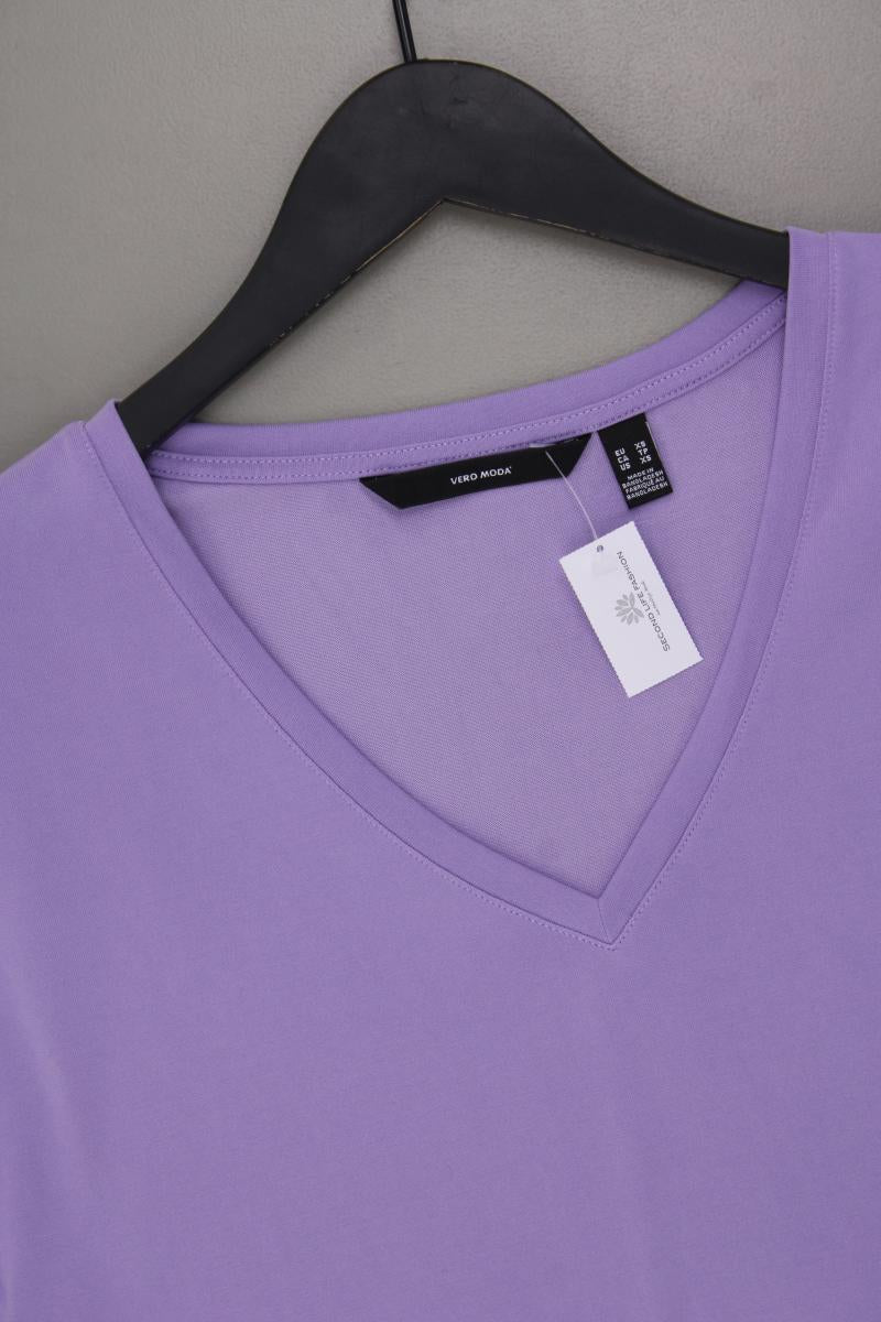 Vero Moda Shirt mit V-Ausschnitt Gr. XS neuwertig Kurzarm lila aus Modal