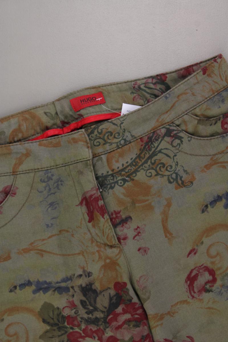 Hugo Boss Hose Gr. 38 mit Blumenmuster olivgrün aus Baumwolle