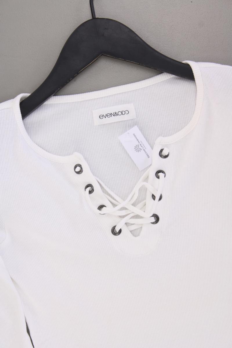 Even & Odd Shirt mit V-Ausschnitt Gr. XS Langarm weiß
