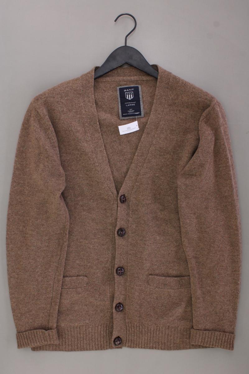 Gant Strickjacke für Herren Gr. L Langarm braun aus Wolle