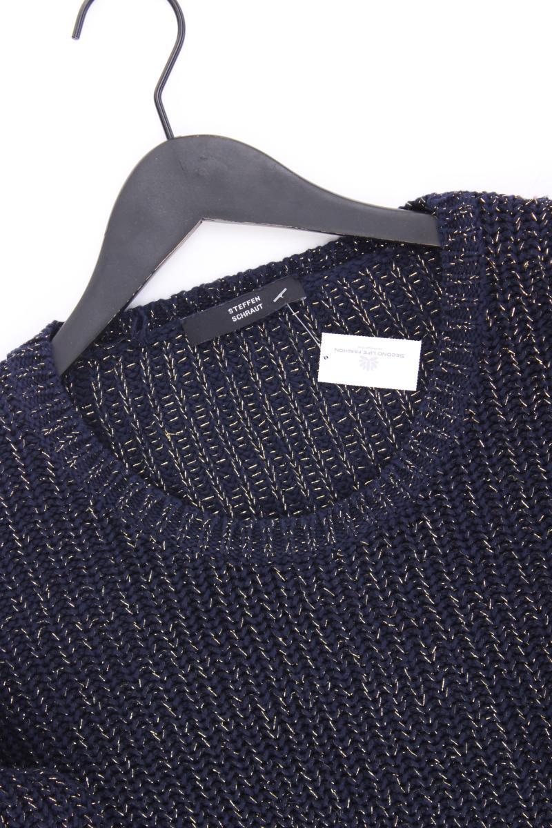 Steffen Schraut Grobstrickpullover Gr. 42 blau aus Baumwolle