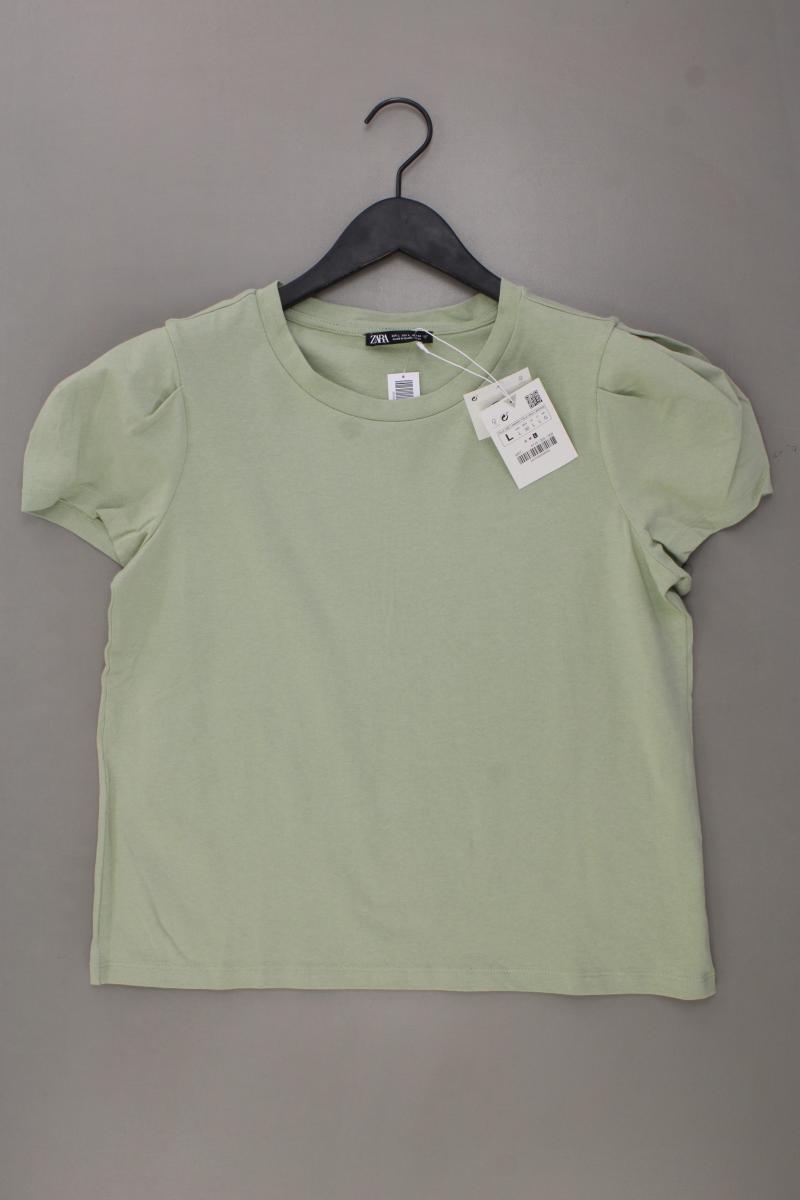 Zara T-Shirt Gr. L neu mit Etikett Kurzarm grün aus Baumwolle